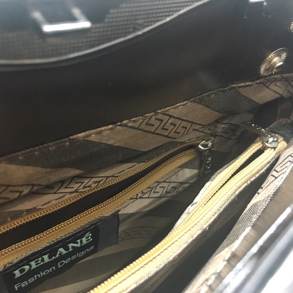 Faux Snakeskin Clutch with Folding Handle - Picture 2 of 5